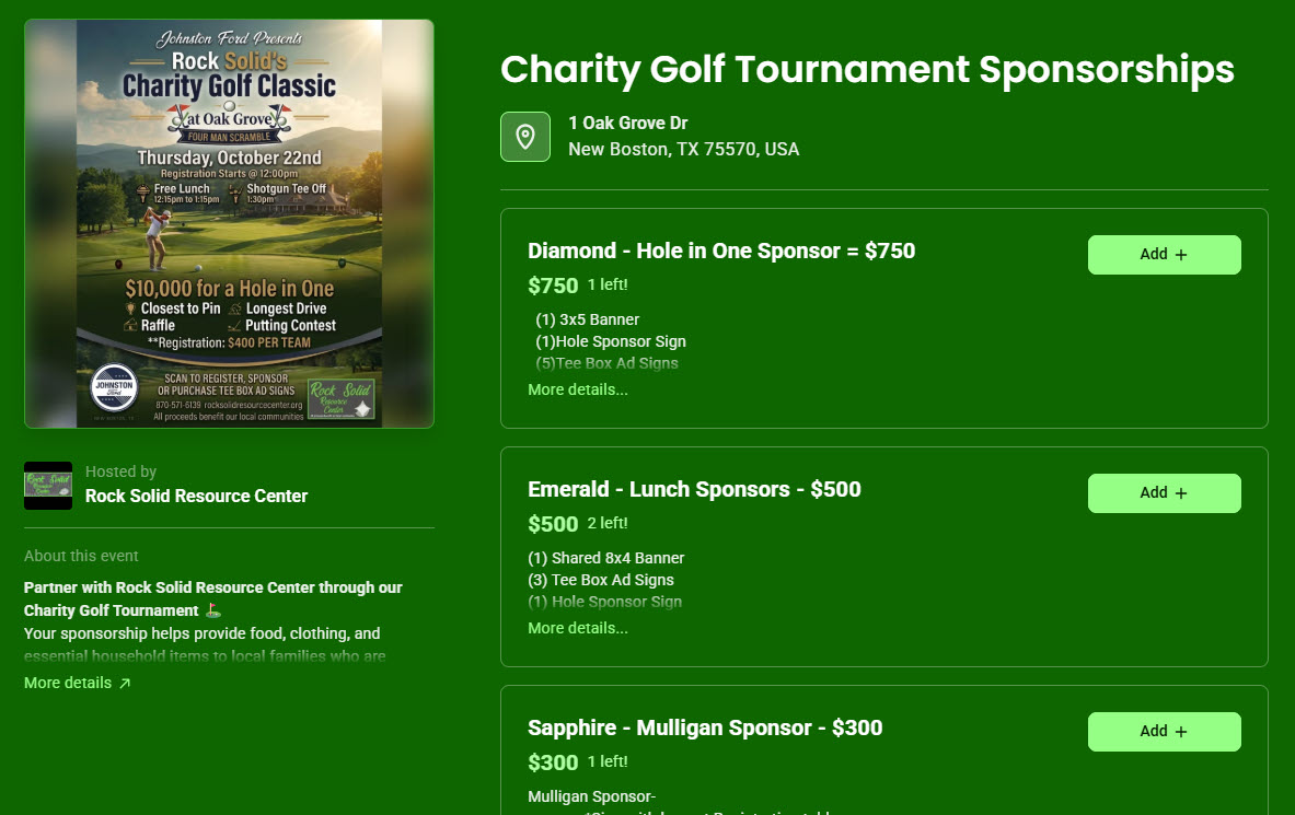 Zeffy Golf Sponsorships