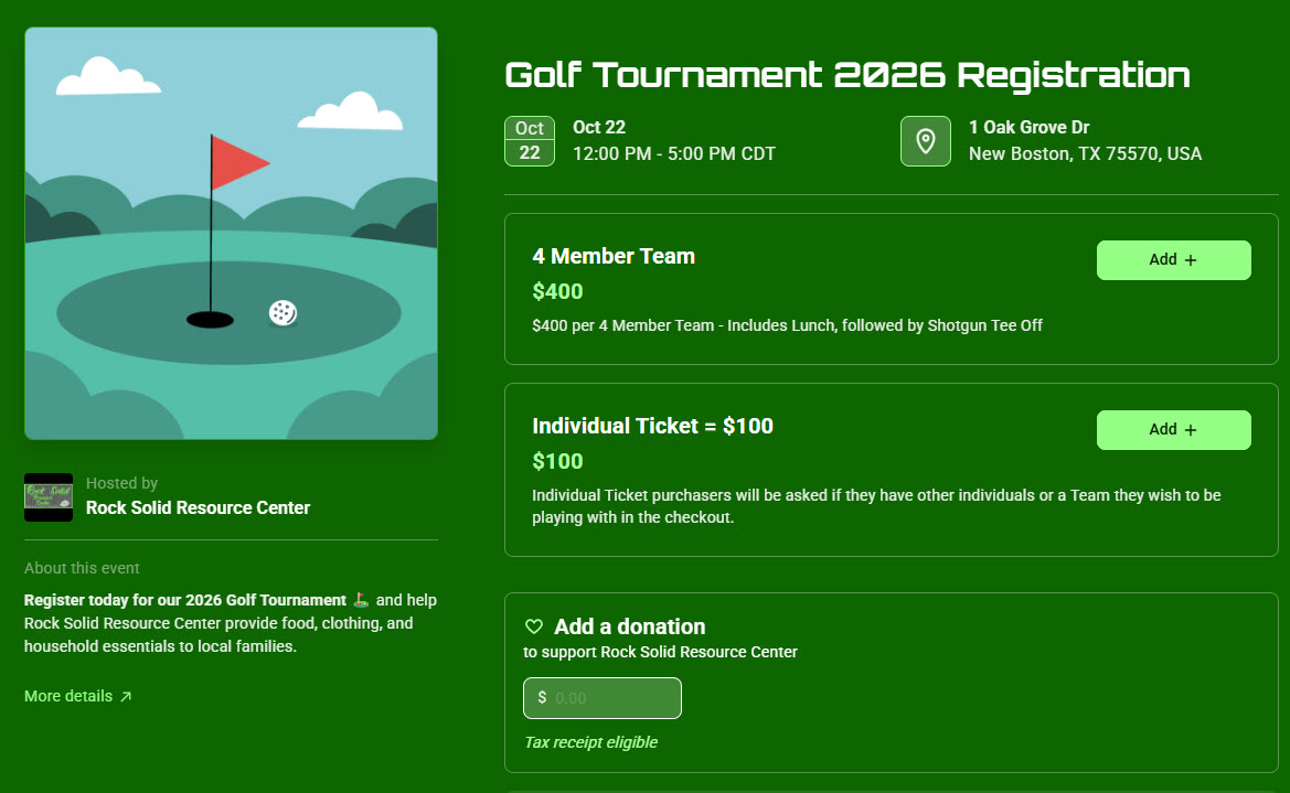 Zeffy Golf Team Registration