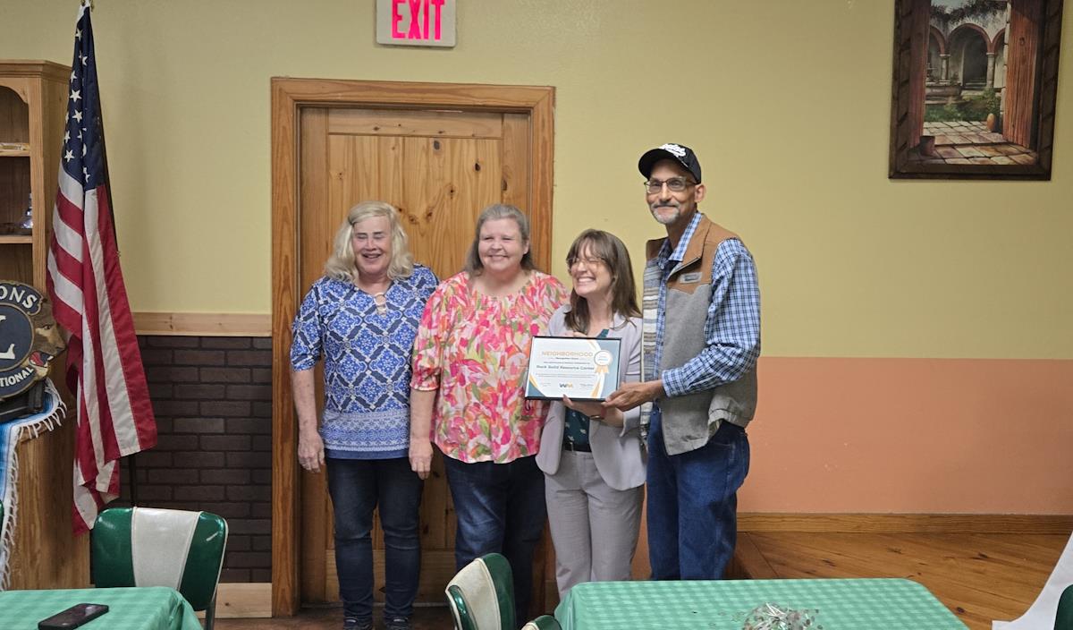 Rock Solid Resource Center received a Grant presented by Misty Adams of Waste Management. Rock Solid receiving Grant from Waste Management